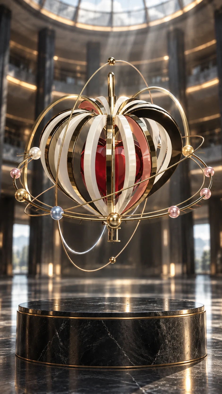 The Meridian Heart imagined at architectural scale for the portrait film.